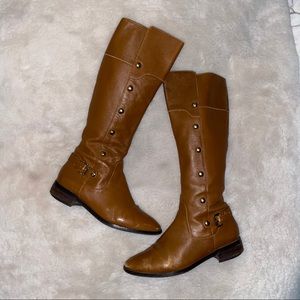 MK Michael Kors leather flat riding boots Carney